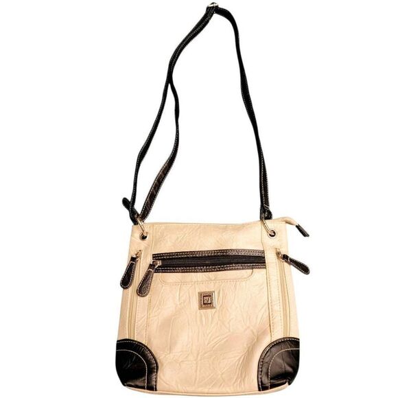 Stone Mountain Black and Off White Cream Crossbody Shoulder Bag - Picture 3 of 10